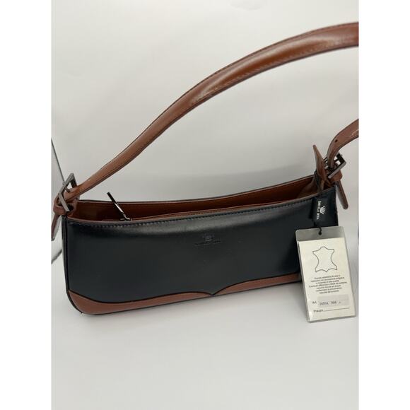 Daniela Moda Black & Brown Genuine Italian Leather Handbag NWT - Picture 2 of 16